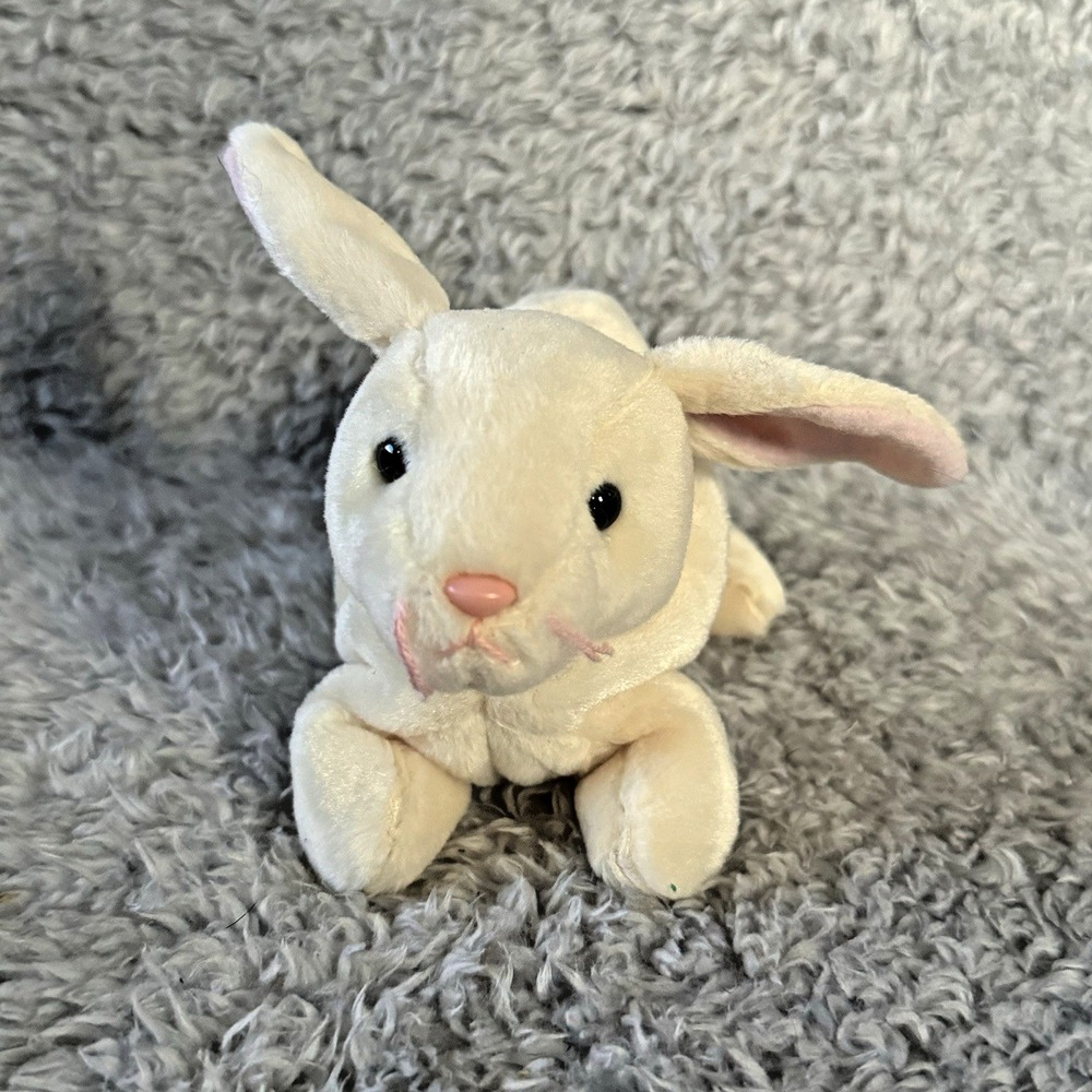 Ty Beanie Babies Nibbler Rabbit Bunny Plush White Vintage Stuffed Animal Toy - Picture 2 of 7